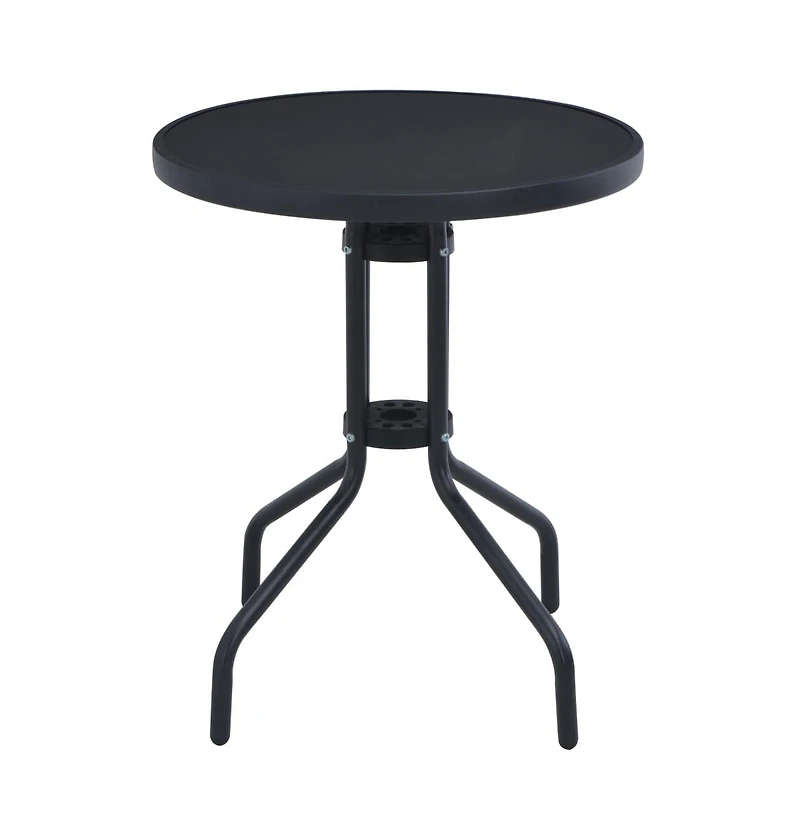 vidaXL Patio Table Black 31.5" Steel and Glass