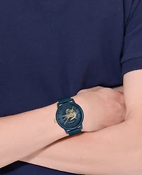 Lacoste Men's L.12.12 Automatique Blue Leather Strap Watch 44mm