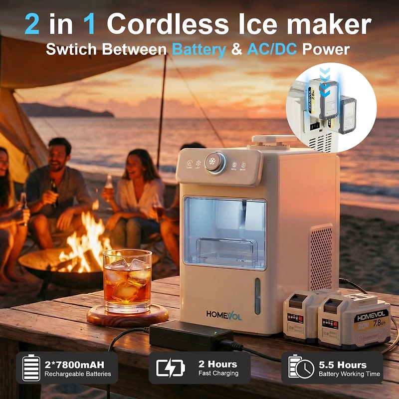 Jinjunye Commercial Ice Maker Machine, 100LBS/Day, Timer & Self Cleaning, Stainless Steel Ice Maker for Bar Restaurant Home Office,Ice Machine with Sc