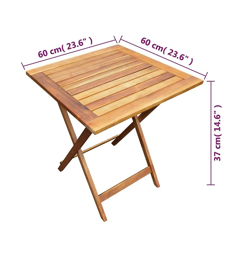 vidaXL 3 Piece Folding Bistro Set Solid Acacia Wood