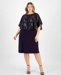Connected Plus Cape-Overlay Sheath Dress