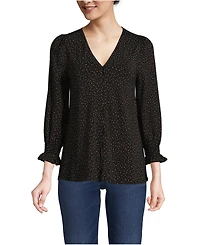 Lands' End Women's 3/4 Sleeve Lightweight Jersey Button Front Top