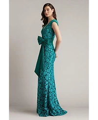 Tadashi Shoji Women's Esha Embroidered Waist Bow Gown