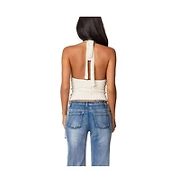 Edikted Womens Willow Textured Halter Top