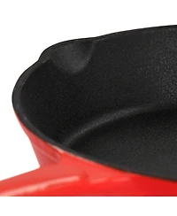 MegaChef Enameled Round 8 Inch PreSeasoned Cast Iron Frying Pan Orange