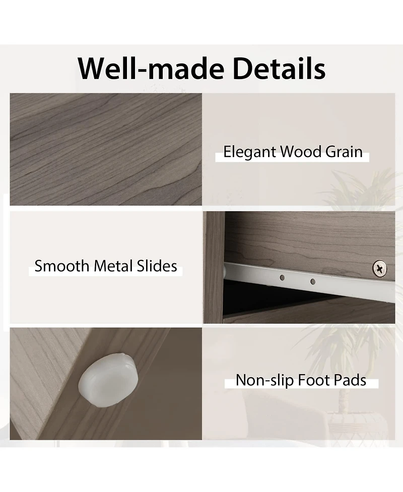 Modern 5-Drawer Multipurpose Chest Dresser with Metal Handles