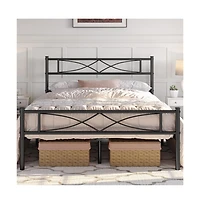Yaheetech Simple Full Metal Bed Frame with Curved Design Headboard and Footboard