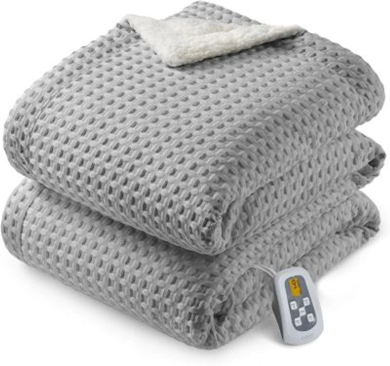 Full Size Waffle Sherpa Electric Heated Throw Blanket 72 X22 X 84 X22
