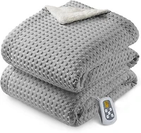 Full Size Waffle Sherpa Electric Heated Throw Blanket 72 X22 X 84 X22