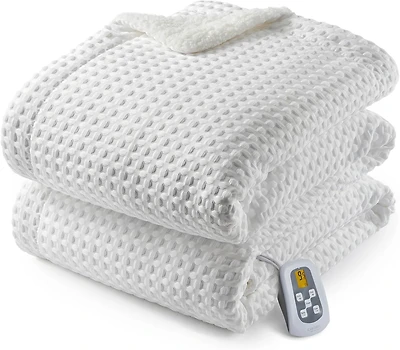 Caromio Full Size Waffle Sherpa Electric Heated Throw Blanket, 72" x 84"
