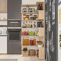 Famapy 7-Shelves Accent Bookcase, Open Back Bookshelf, Corner Bookcase