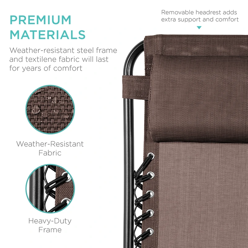 Best Choice Products Set of 2 Zero Gravity Lounge Chair Recliners for Patio