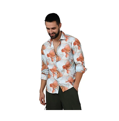 Men's Sienna Brown & Light Blue Marble Shirt