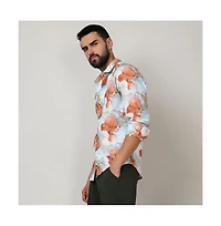 Men's Sienna Brown & Light Blue Marble Shirt