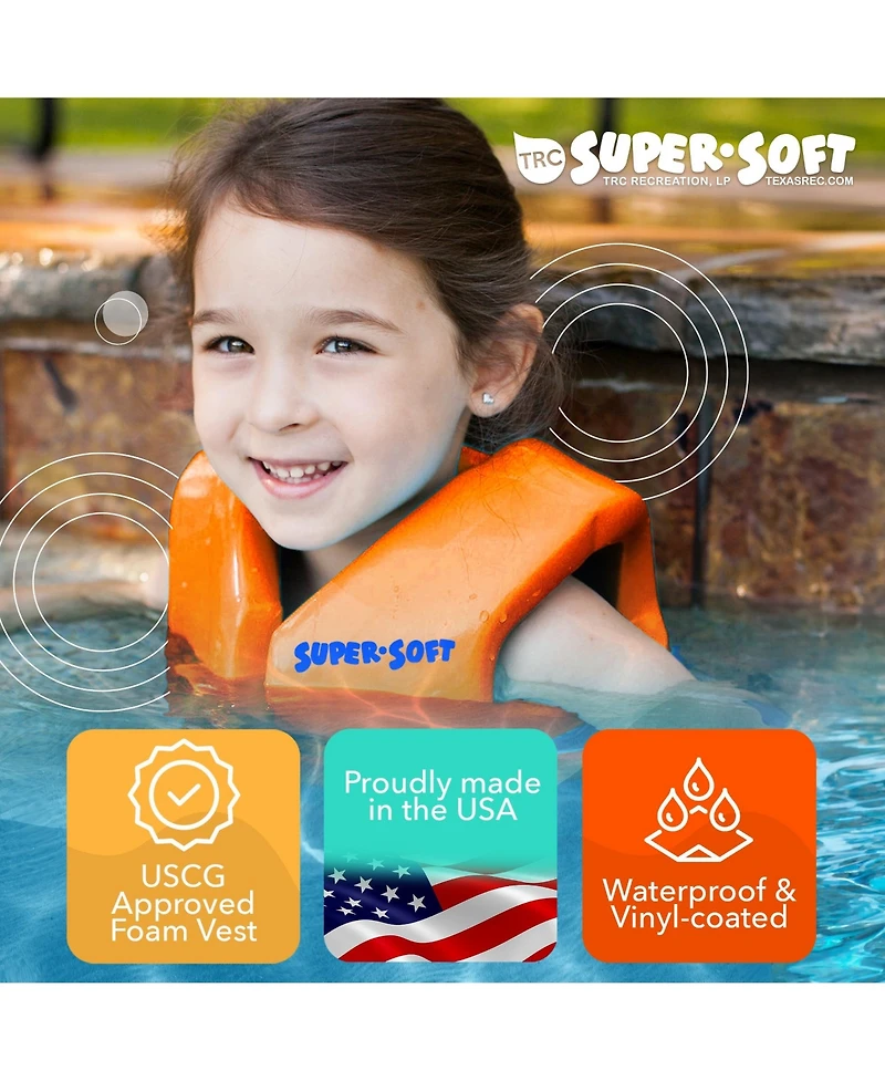 Trc Recreation Super Soft Child Life Jacket Swim Vest, Small