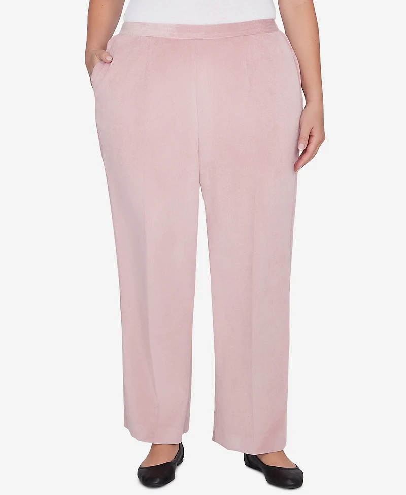 Alfred Dunner Plus Telluride Corduroy Elastic Waist Short Length Pleated Pants