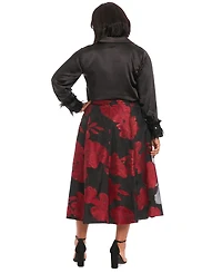 Muse Plus Pleated Floral-Print Organza Skirt