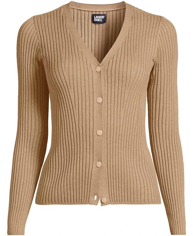 Lands' End Women's Fine Gauge Cotton Cardigan Sweater