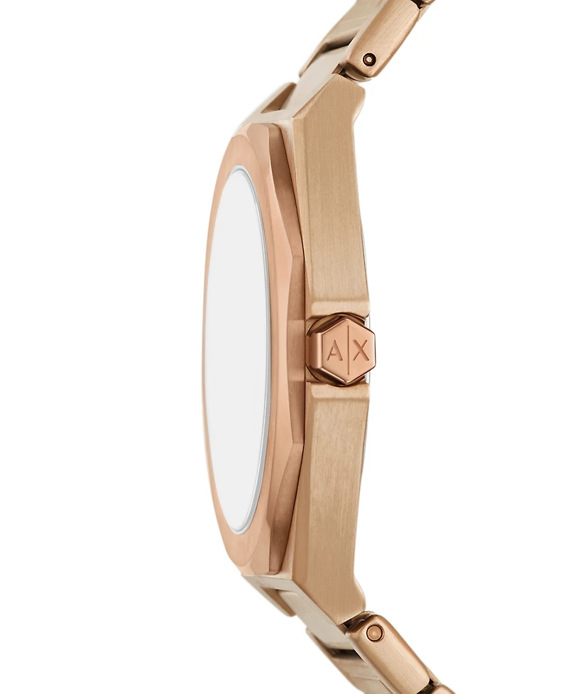 A|X Armani Exchange Unisex Quartz Three-Hand Rose Gold-Tone Stainless Steel Watch 34mm