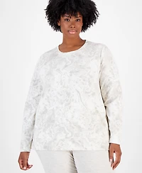 Id Ideology Plus Size Bubble-Print Fleece Crewneck Pullover Top