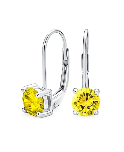 Bling Jewelry Traditional Round 1CT Cz Solitaire Drop Earrings Gold Plated .925 Sterling Silver Leverback
