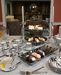 Certified International Matrix Gold-Silver Tone Canape Plates Set of 6