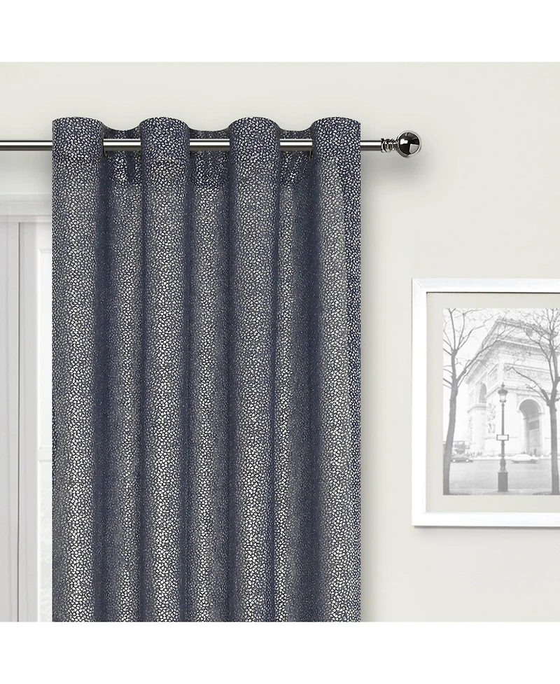 Kate Aurora Glam Chic Living 2 Pack Metallic Foil Sparkle Slub Sheer Grommet Top Curtain Panels