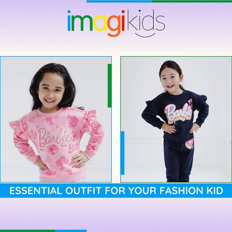 Barbie Girls Fleece Sweatshirt and Jogger Pants Outfit Set