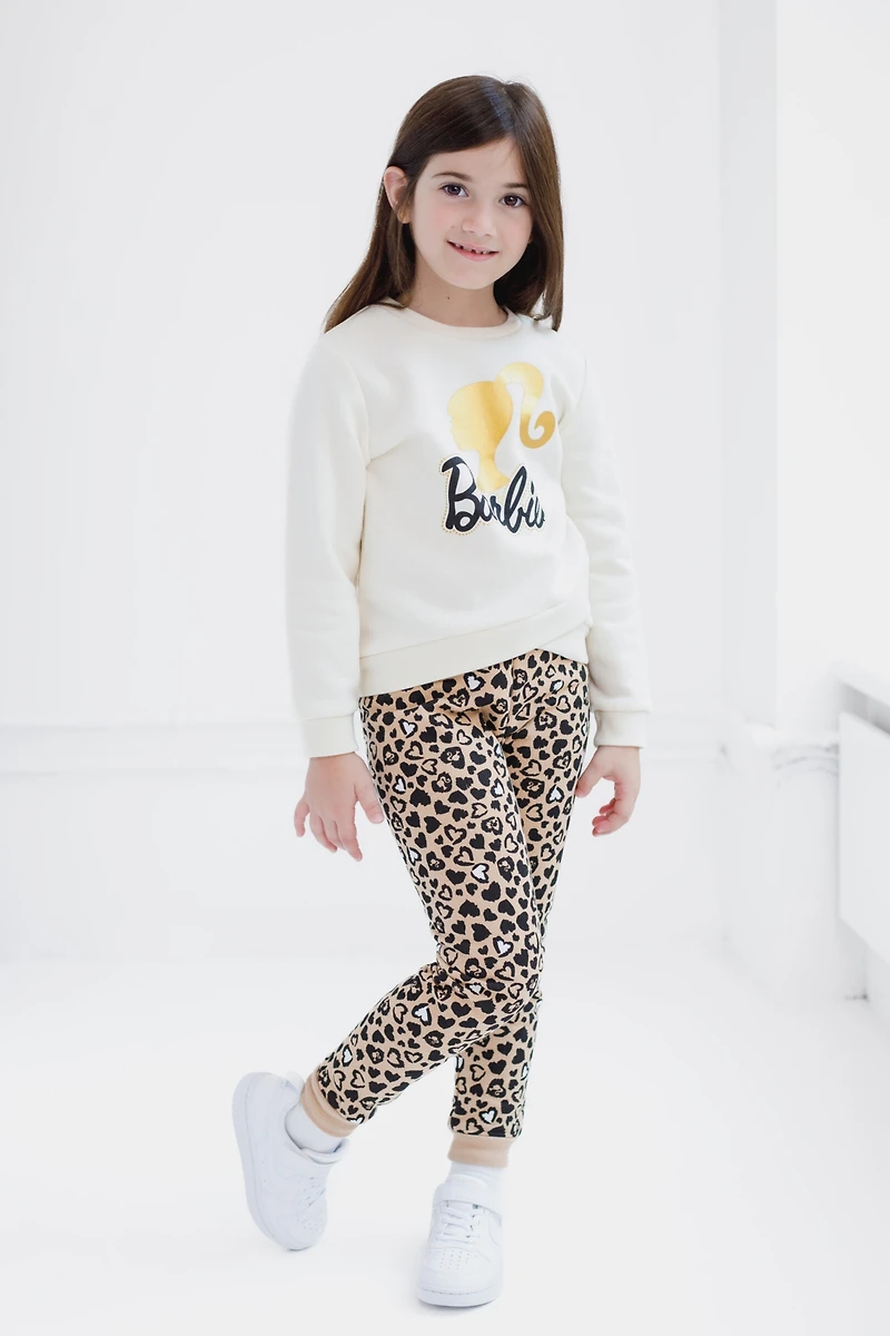 Barbie Girls Fleece Sweatshirt and Jogger Pants Outfit Set