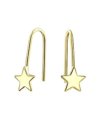 Bling Jewelry Minimalist Tiny Celestial Usa Patriotic Rock Star Threader Earrings 14K Yellow Gold