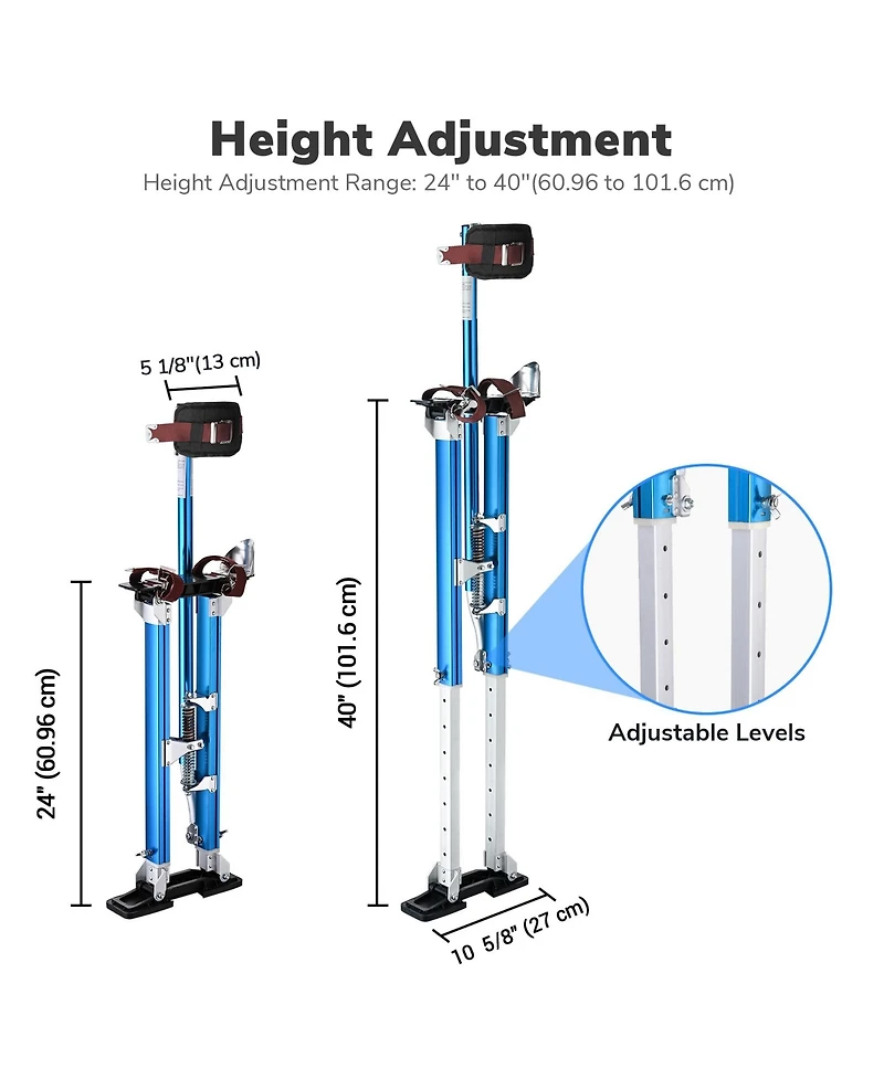 Yescom Drywall Stilts w/ 1 Pair Stilt Pad Replacement 24"-45" Aluminum Tool Painting