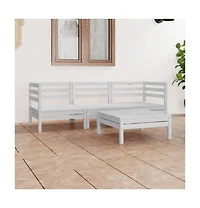 vidaXL 4 Piece Patio Lounge Set White Solid Wood Pine