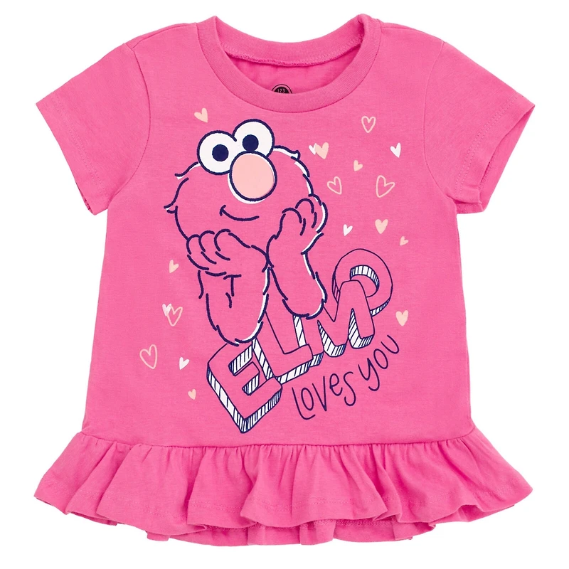 Sesame Street Toddler Girls 3 Pack T-Shirts to (12 Months - 6-6X