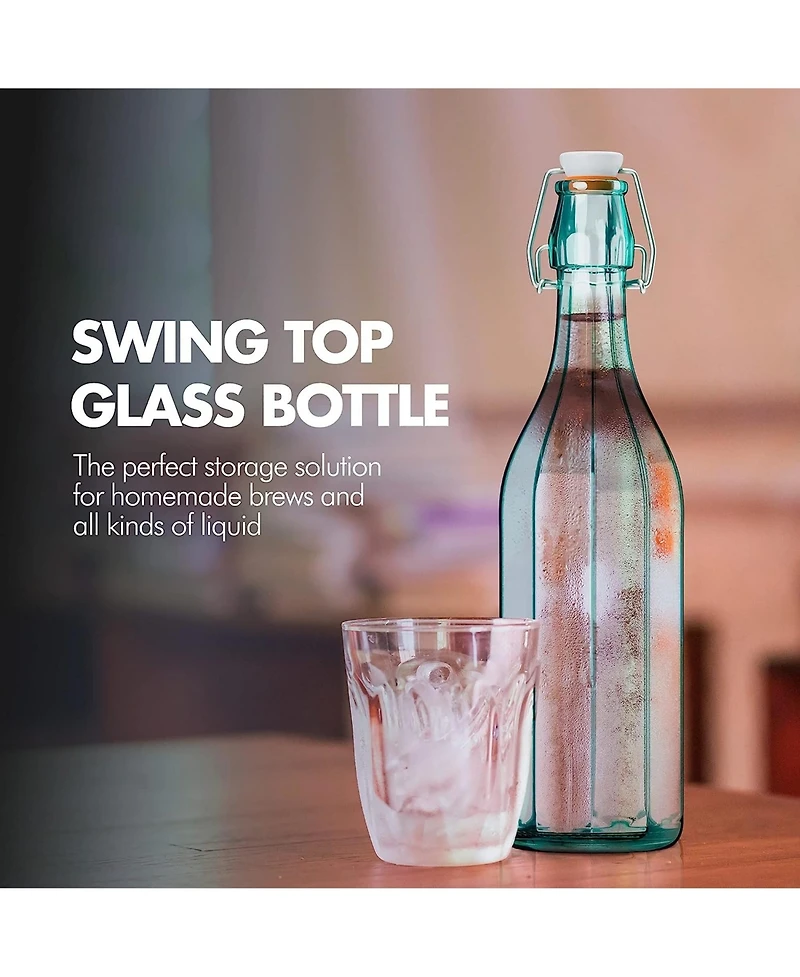 Amici Home Faceted Hermetic Glass Bottle, Large - Set of 2