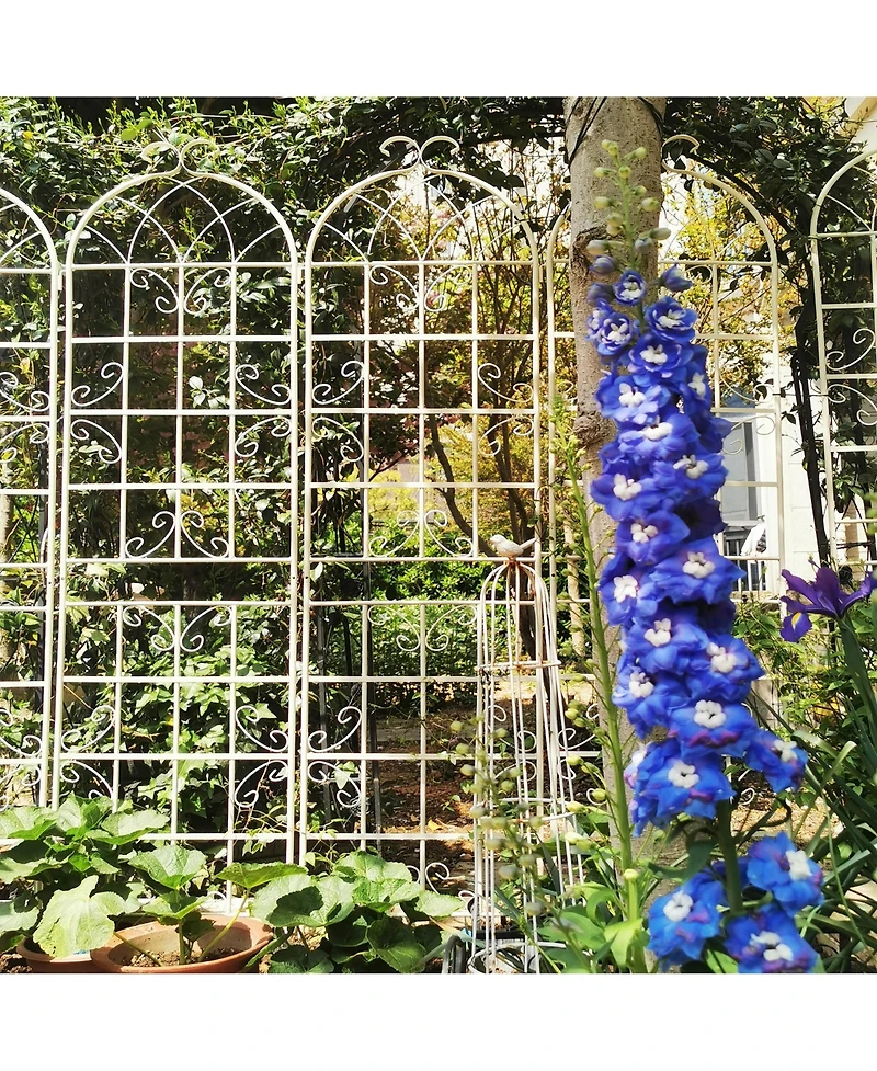 Slickblue 2-Pack Metal Garden Trellis – 86.7'' x 19.7'', Rustproof Cream White Trellis for Climbing Plants and Outdoor Flower Support