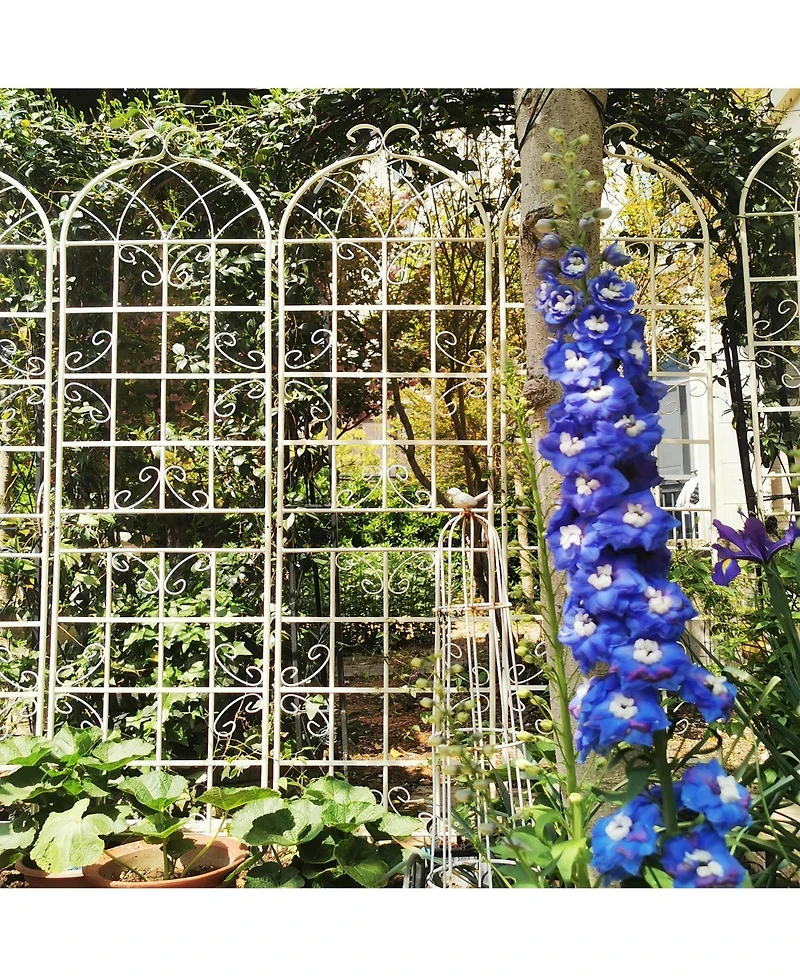 Slickblue 2-Pack Metal Garden Trellis – 86.7'' x 19.7'', Rustproof Cream White Trellis for Climbing Plants and Outdoor Flower Support