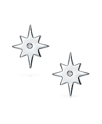 Bling Jewelry Trendy Petite Cz Accent Celestial Astrology Shinning Polaris North Star Stud Earrings .925 Sterling Silver