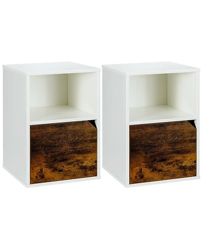 Gymax Set of 2 Nightstands Side End Table Storage Cabinet Shelf Living Room White
