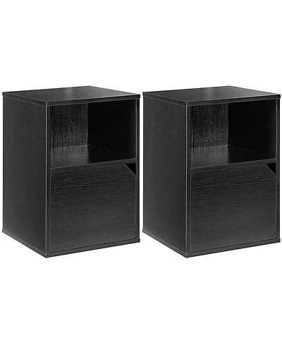 Gymax Set of 2 Nightstands Side End Table Storage Cabinet Shelf Living Room White