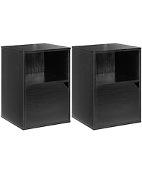 Gymax Set of 2 Nightstands Side End Table Storage Cabinet Shelf Living Room White