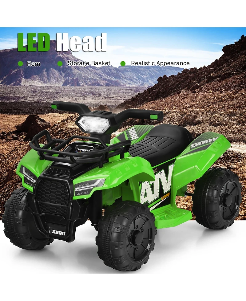6V Kids Atv Quad Electric Ride On Car Toy Toddler with Led Light MP3