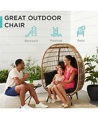 Best Choice Products Wicker Egg Chair Oversized Indoor Outdoor Patio Lounger w/ Steel Frame, 440lb Capacity