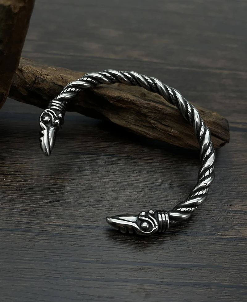 Rhona Sutton Silver Twisted Eagle Stainless Steel Bangle
