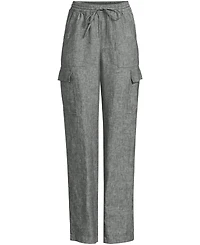Lands' End Women's High Rise Drawstring Linen Cargo Pants