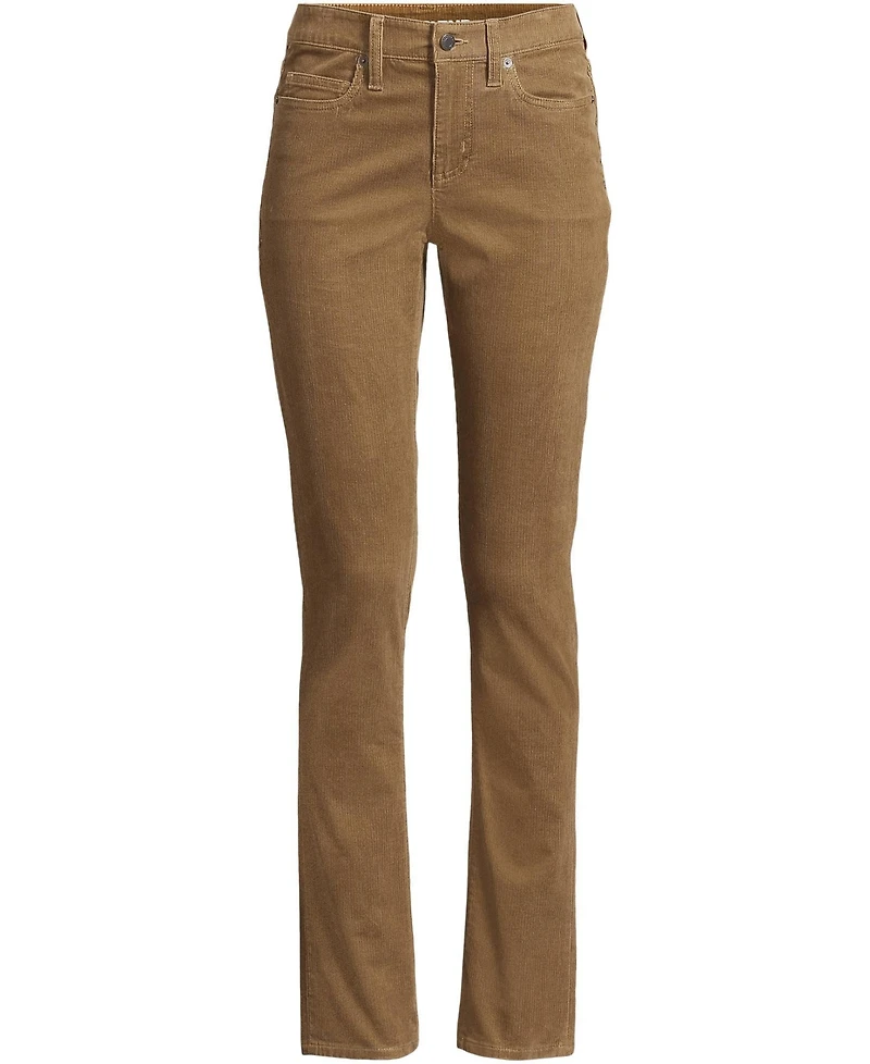 Lands' End Women's Mid Rise Straight Leg Corduroy Pants