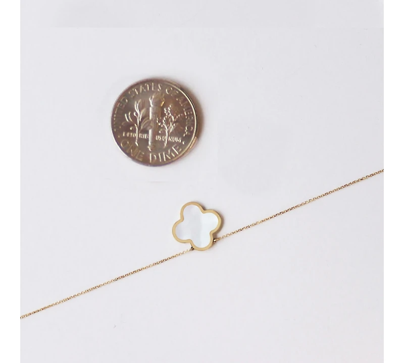 The Lovery Mother of Pearl Single Clover Necklace 14K Gold