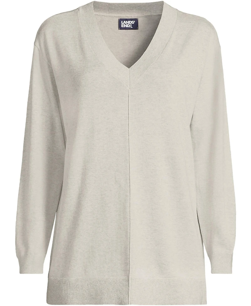 Lands' End Women's Fine Gauge Cotton Pullover Tunic Sweater