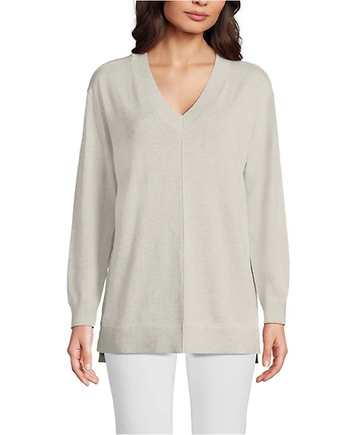 Lands' End Women's Fine Gauge Cotton Pullover Tunic Sweater