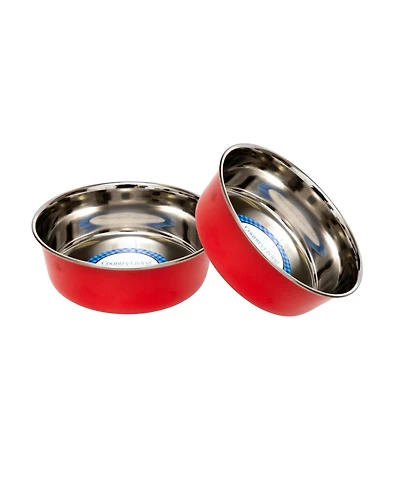 Country Living Set of 2 Heavy Gauge Stainless Steel Dog Bowls - Non-Skid, Durable & Rust-Resistant, Perfect for Food Water