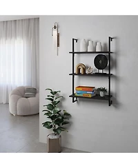 Madera Industrial -Shelf Wood Wall-Mounted Open Ladder Bookcase